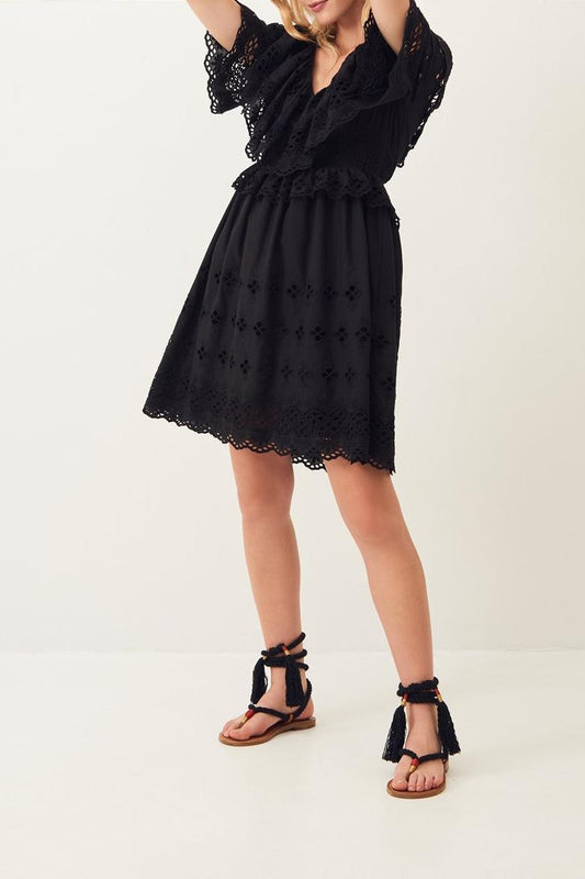 Ally Lace Short Dress - Black