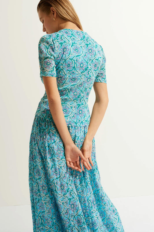 Top estampado María - Azul