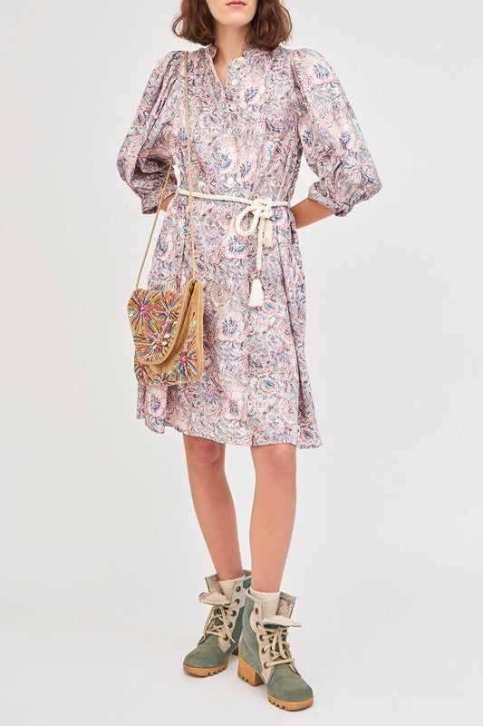 Andre Floral Print Shirt Dress - Sky Blue