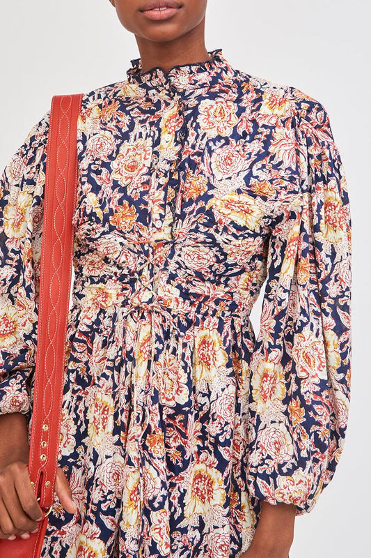Andre Floral Print Dress - Navy