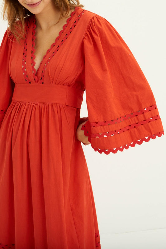 Vestido largo Mali Popelín - Rojo