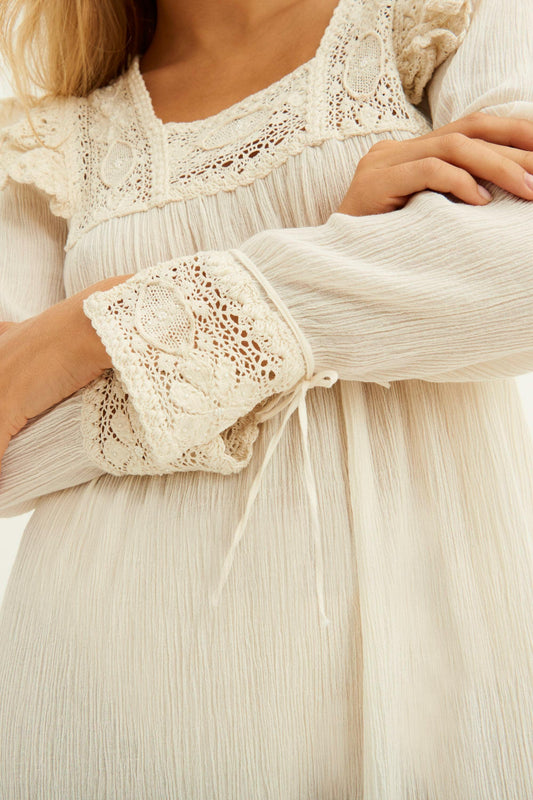 Vestido largo de crochet Lucia - Crema