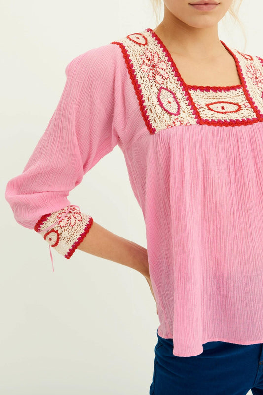 Blusa de crochet Lucia - Fucsia