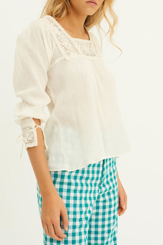 Blusa de crochet Lucia - Crema