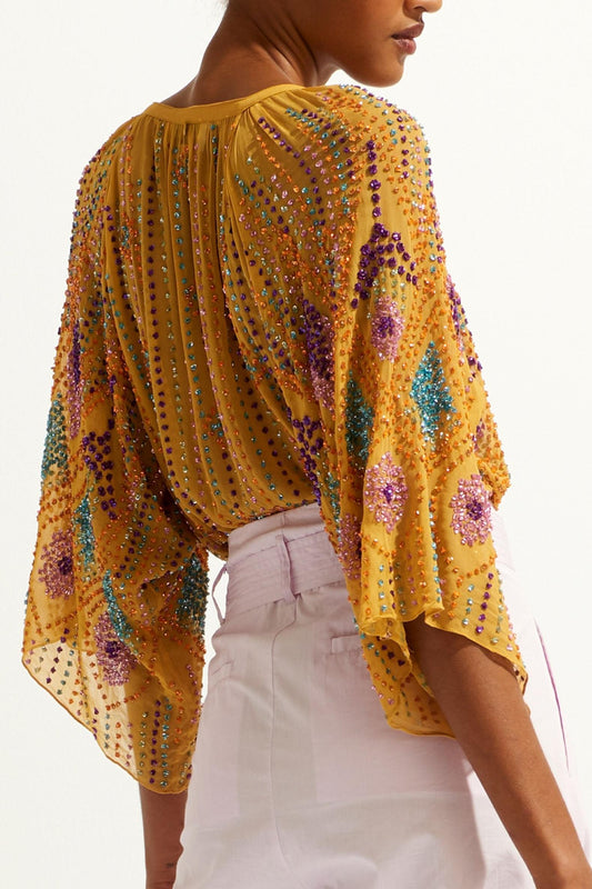 Blusa de lentejuelas Louise - Mostaza