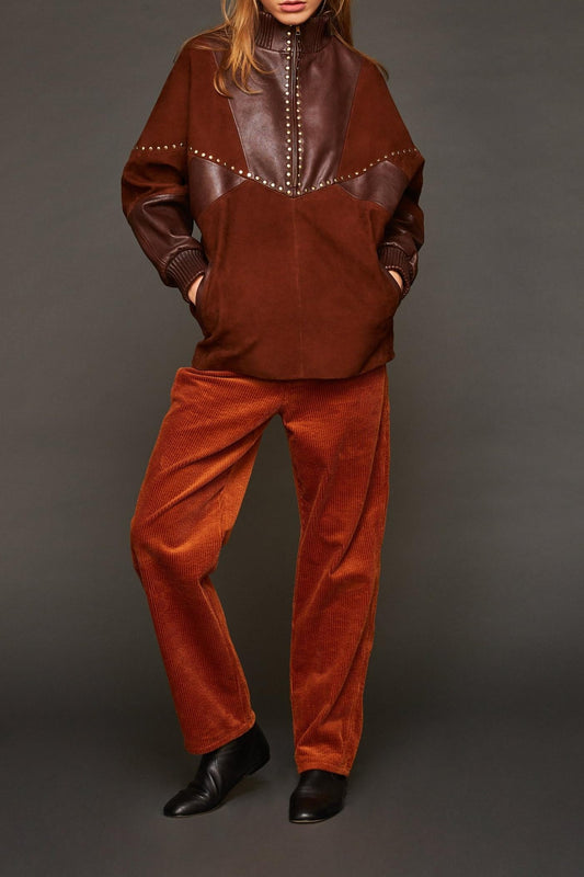 Veste sweatshirt en cuir Kaira