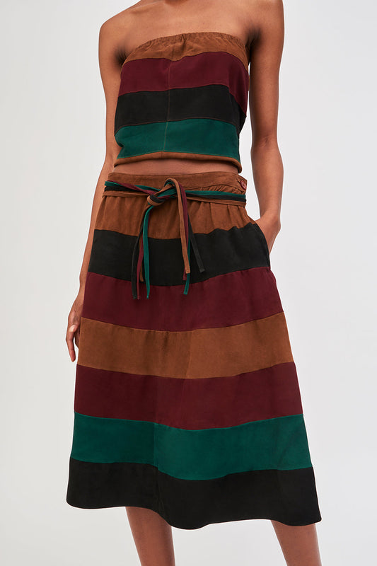 Jupe rayée en suède Austin