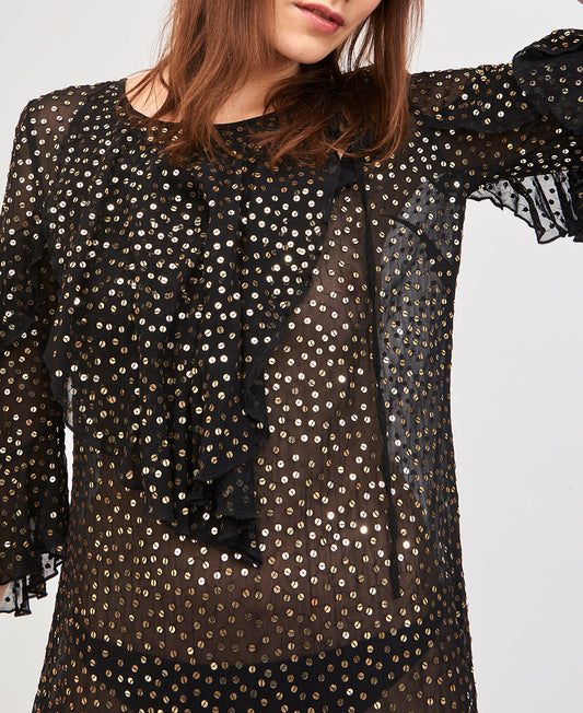 Robe courte & volantée à sequins Dona