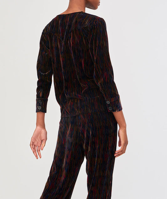 Top terciopelo estampado llama