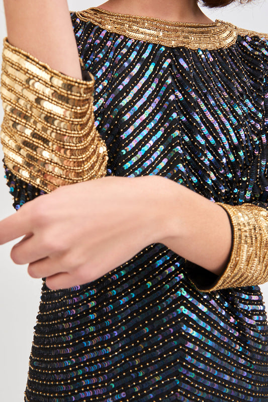 Party sequin-embroidered short dress