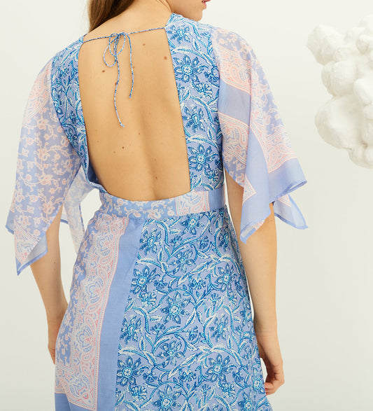 Robe longue en soie imprimée Iloni