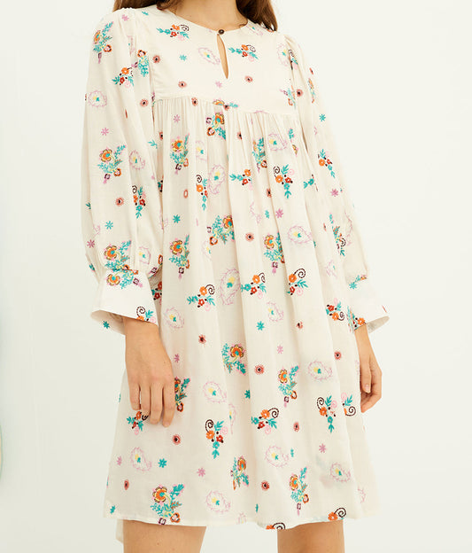 Robe courte fluide brodée Houla