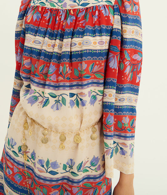 Robe midi en soie imprimée Christina