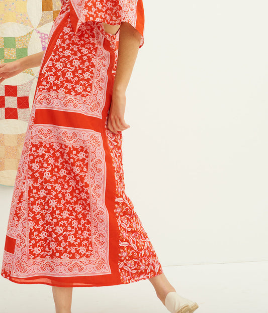 Iloni long printed silk dress