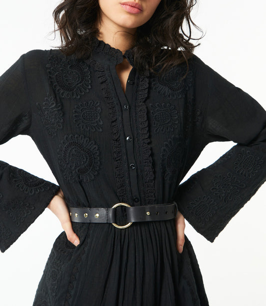 Vestido midi con bordado de toga