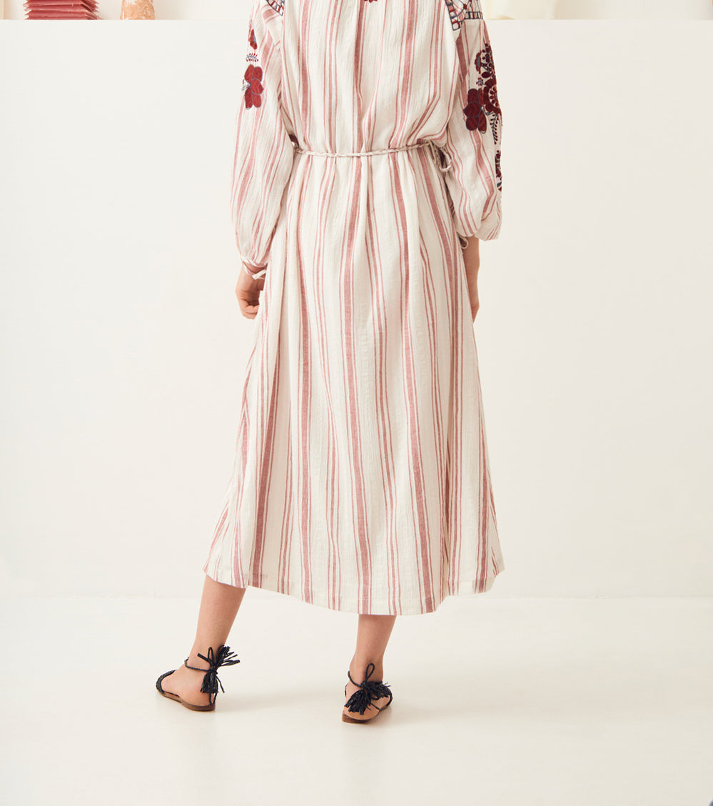 Robe longue brodée coton Camilla