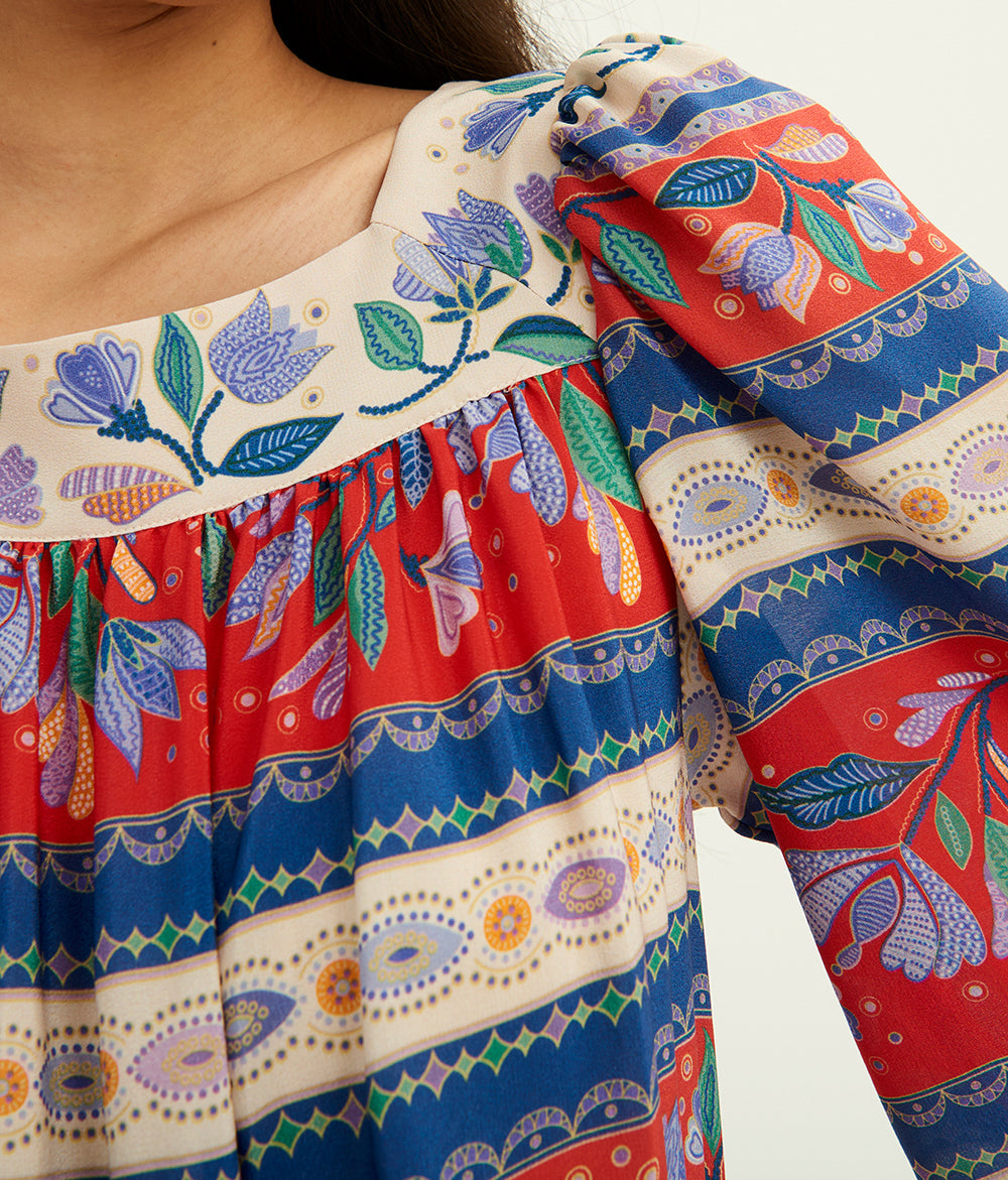 vestido midi de seda estampado Christina