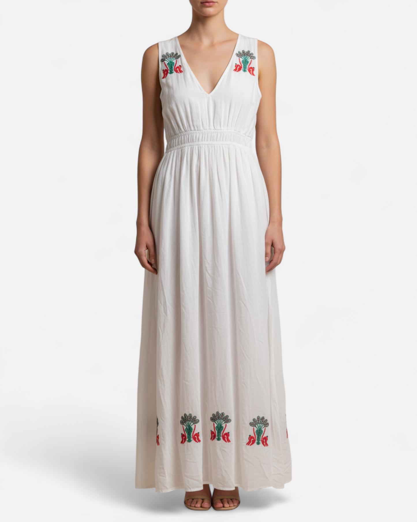 Long white embroidered dress