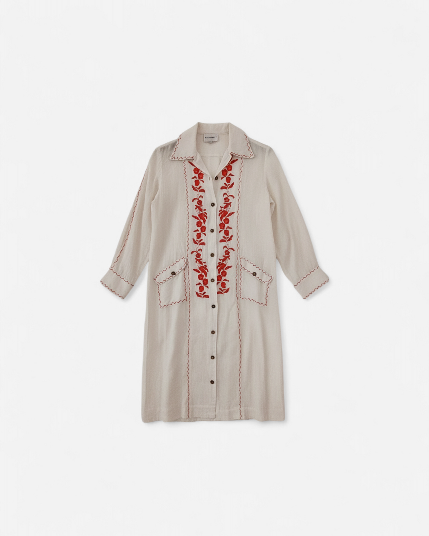 Robe mi-longue en coton brodé