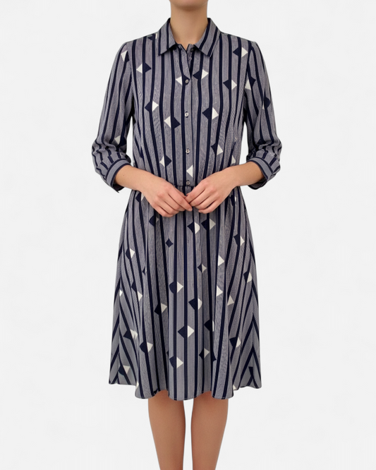 Robe mi-longue à motifs géométriques