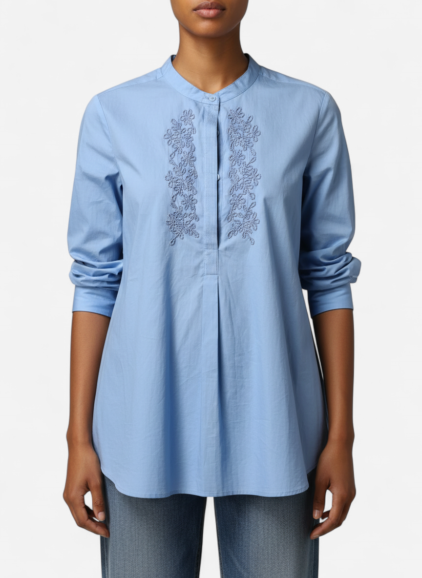 Blouse en coton bleue
