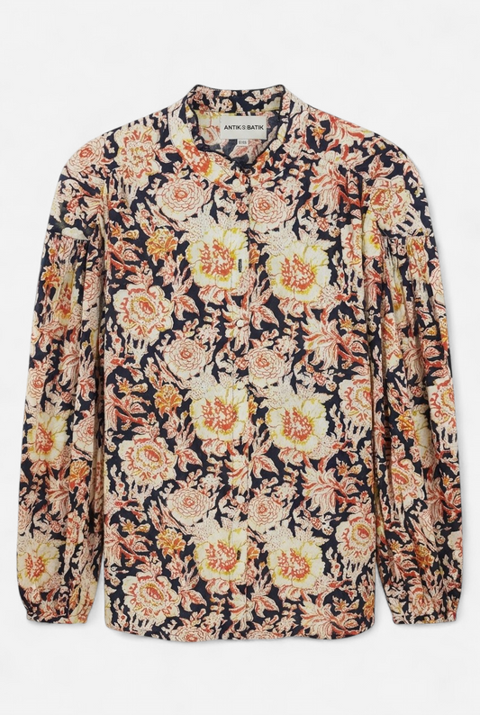 Blusa de algodón con estampado floral talla S