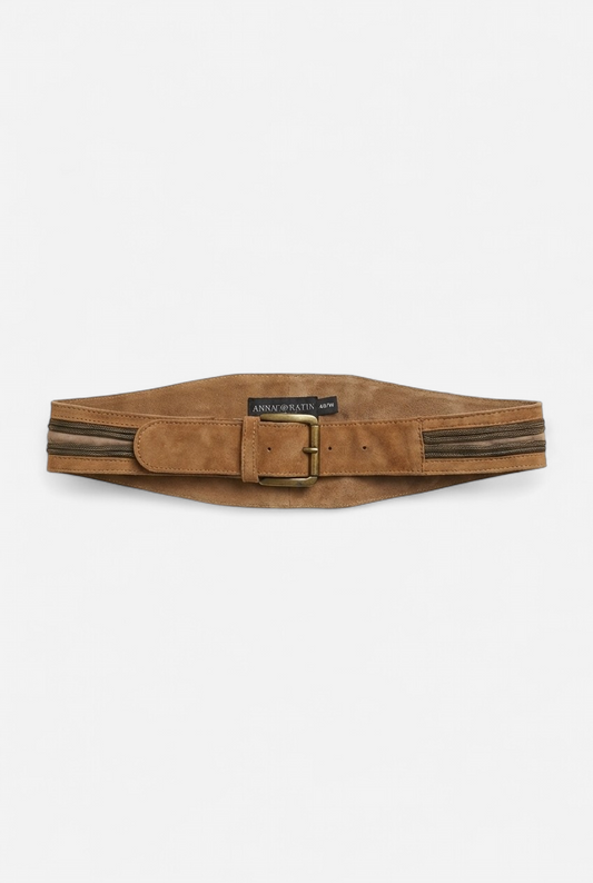 Cinturón de cuero nobuk beige