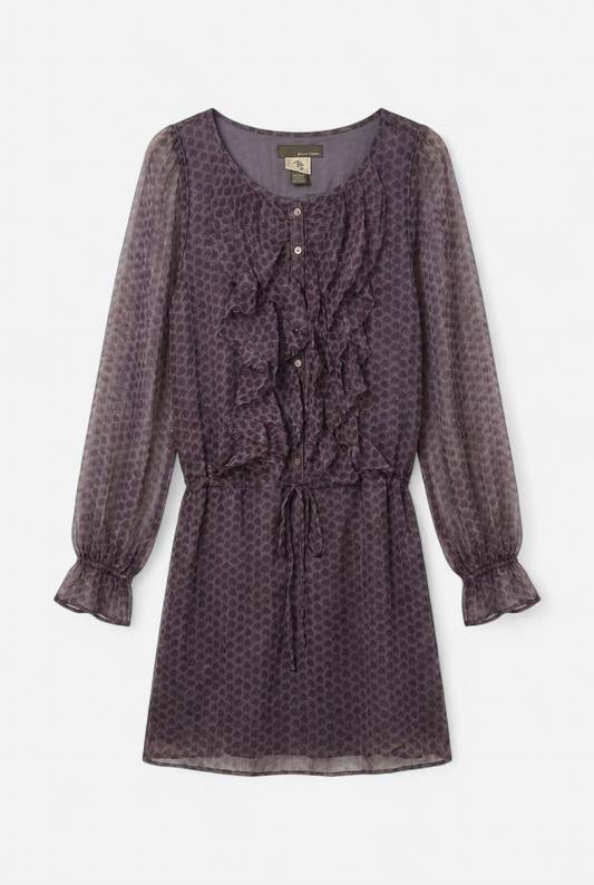 Robe en soie violette imprimé Oiseaux