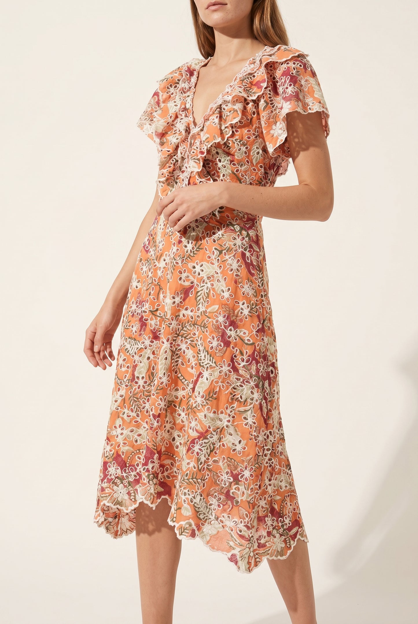 orange shiffly dress