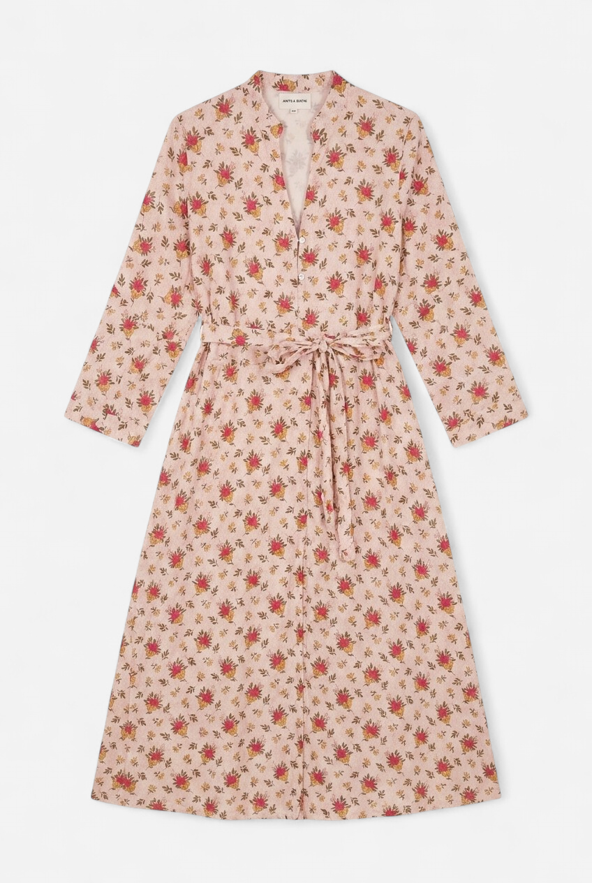 Vestido largo de flores de algodón suave