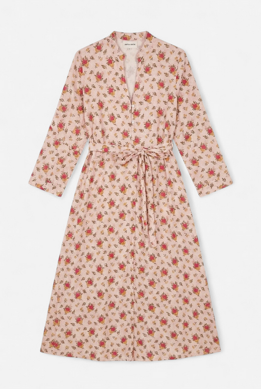 Vestido largo de flores de algodón suave