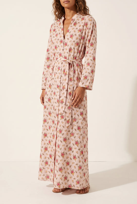 Vestido largo de flores de algodón suave