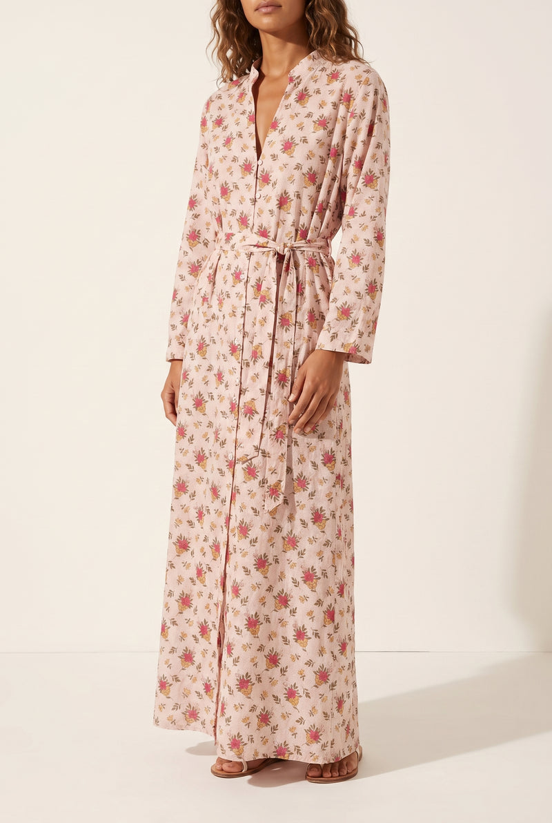 Robe longue à fleurs en coton doux