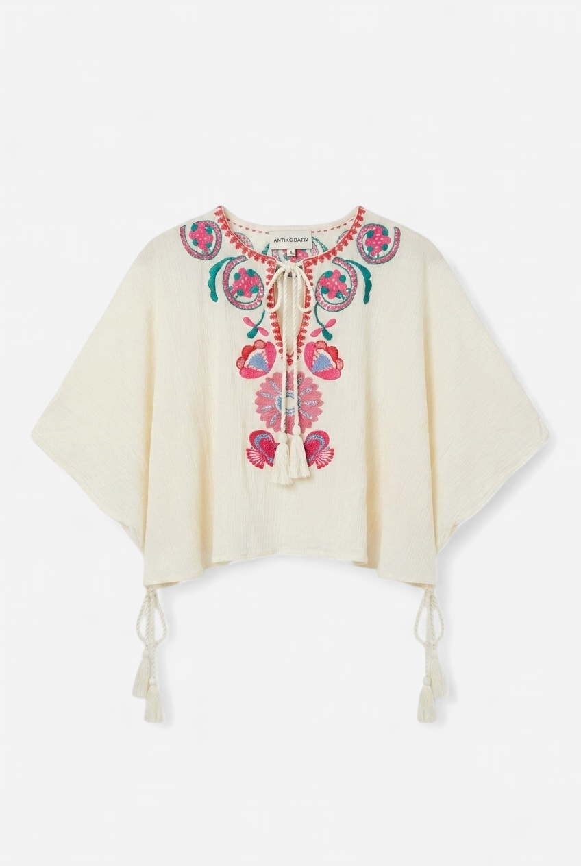 MAGOO CREAM EMBROIDERED TOP