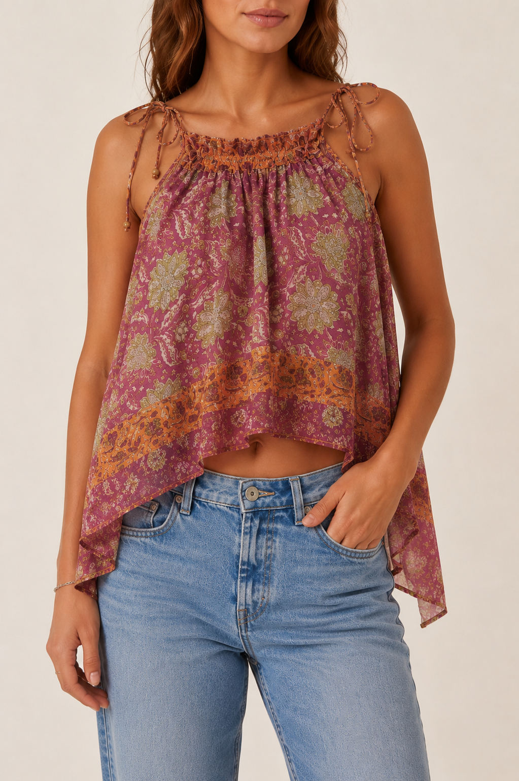 Pink and orange Loah top