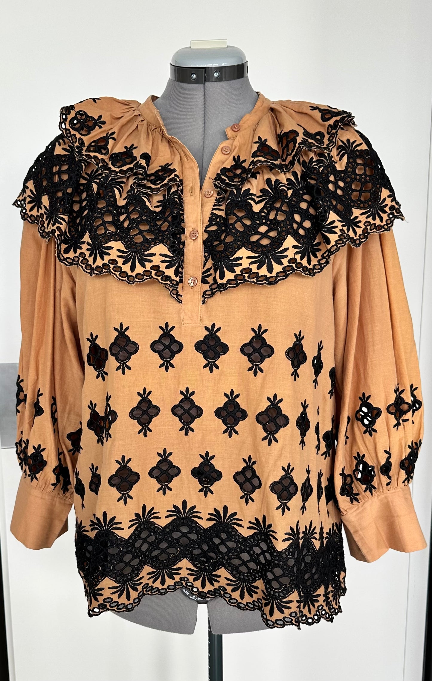 Blouse brodée Lilou - Camel