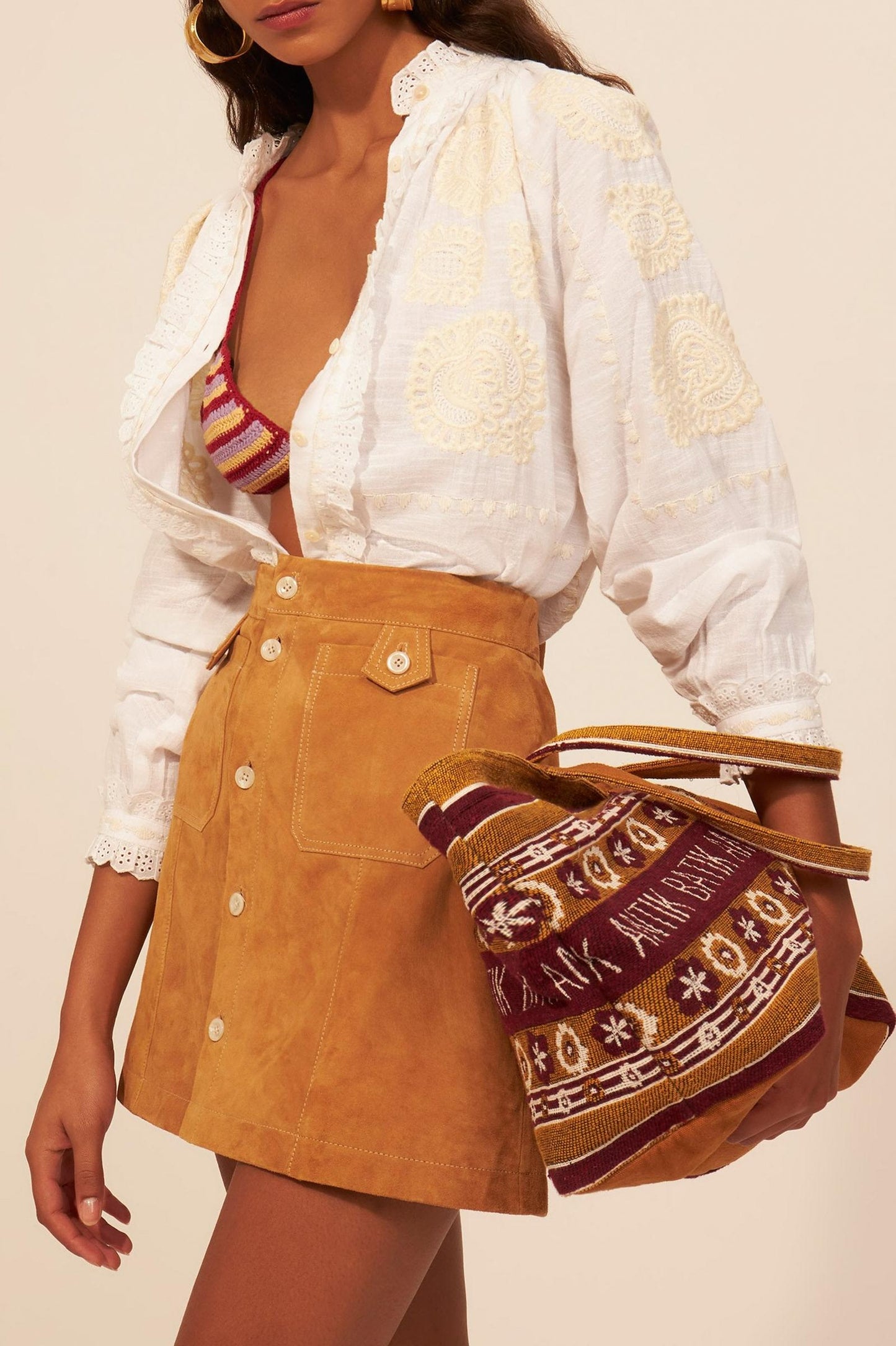 Bolso grande de paja tejida