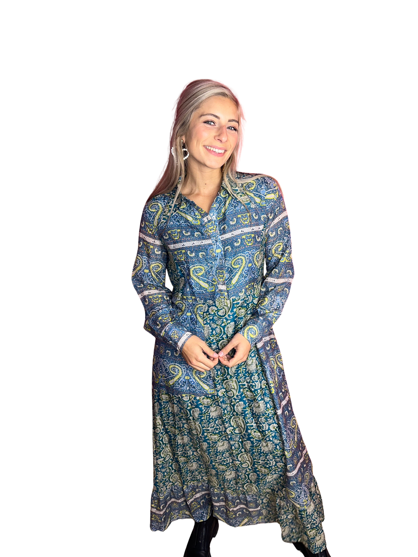 vestido camisero largo de seda Kheti