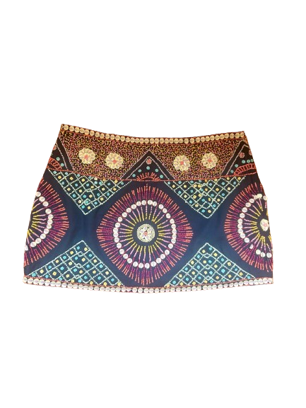 Beaded embroidered mini skirt
