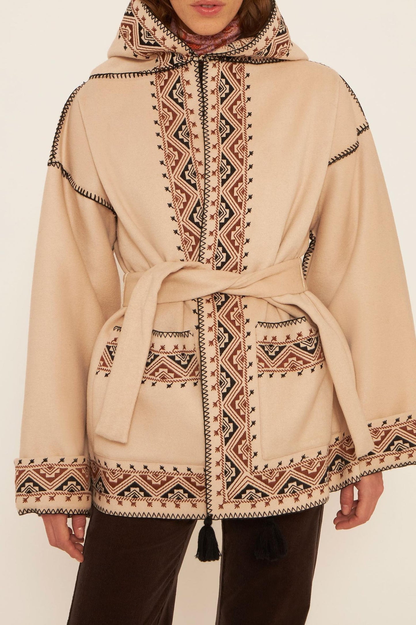 Condor cropped embroidered coat