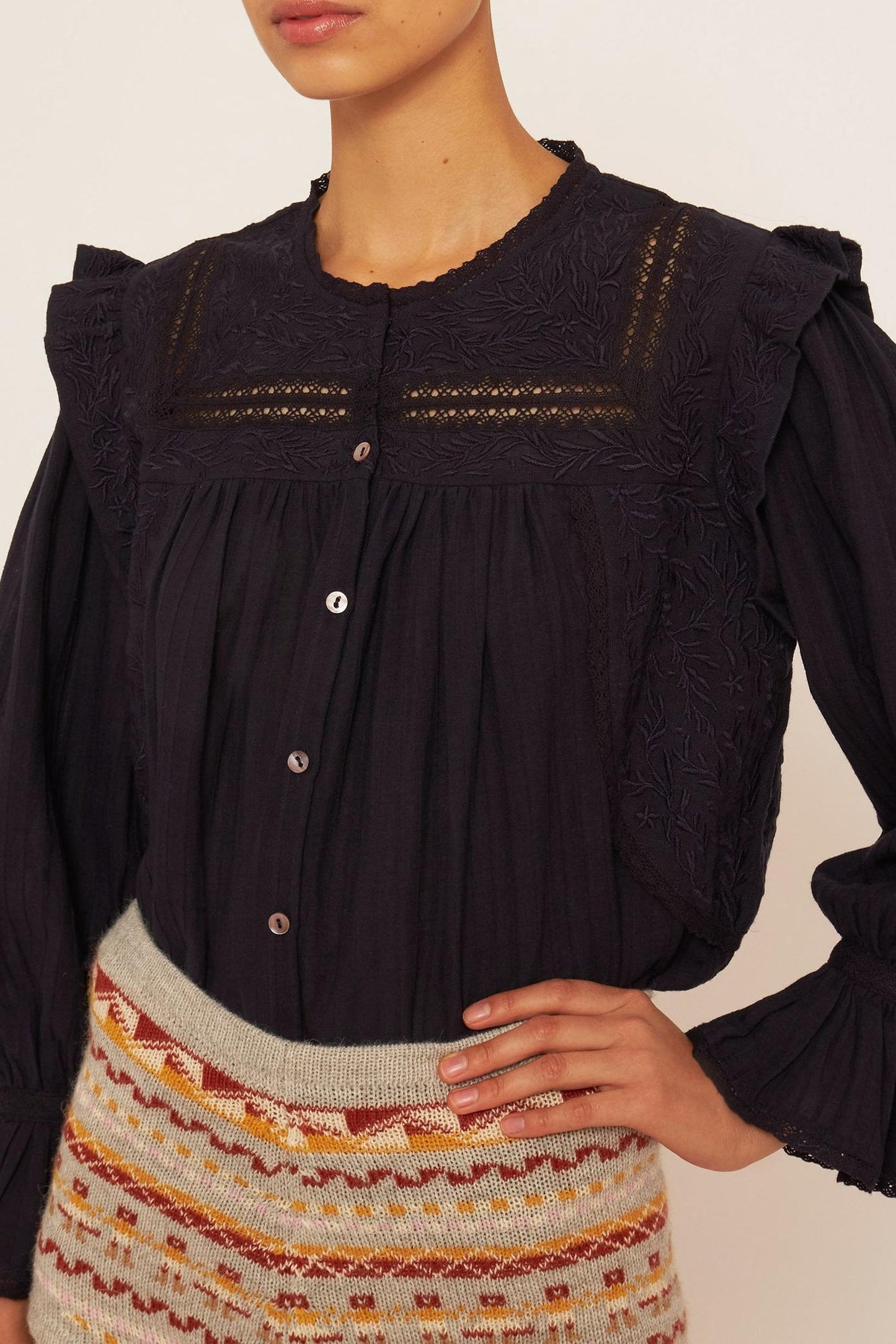 Bernardo embroidered blouse
