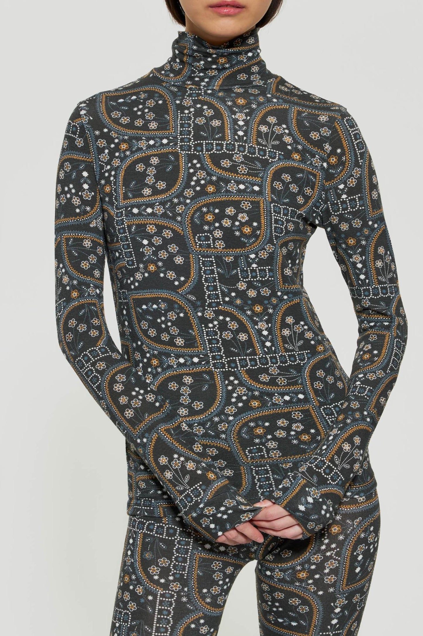 Ella print roll-neck