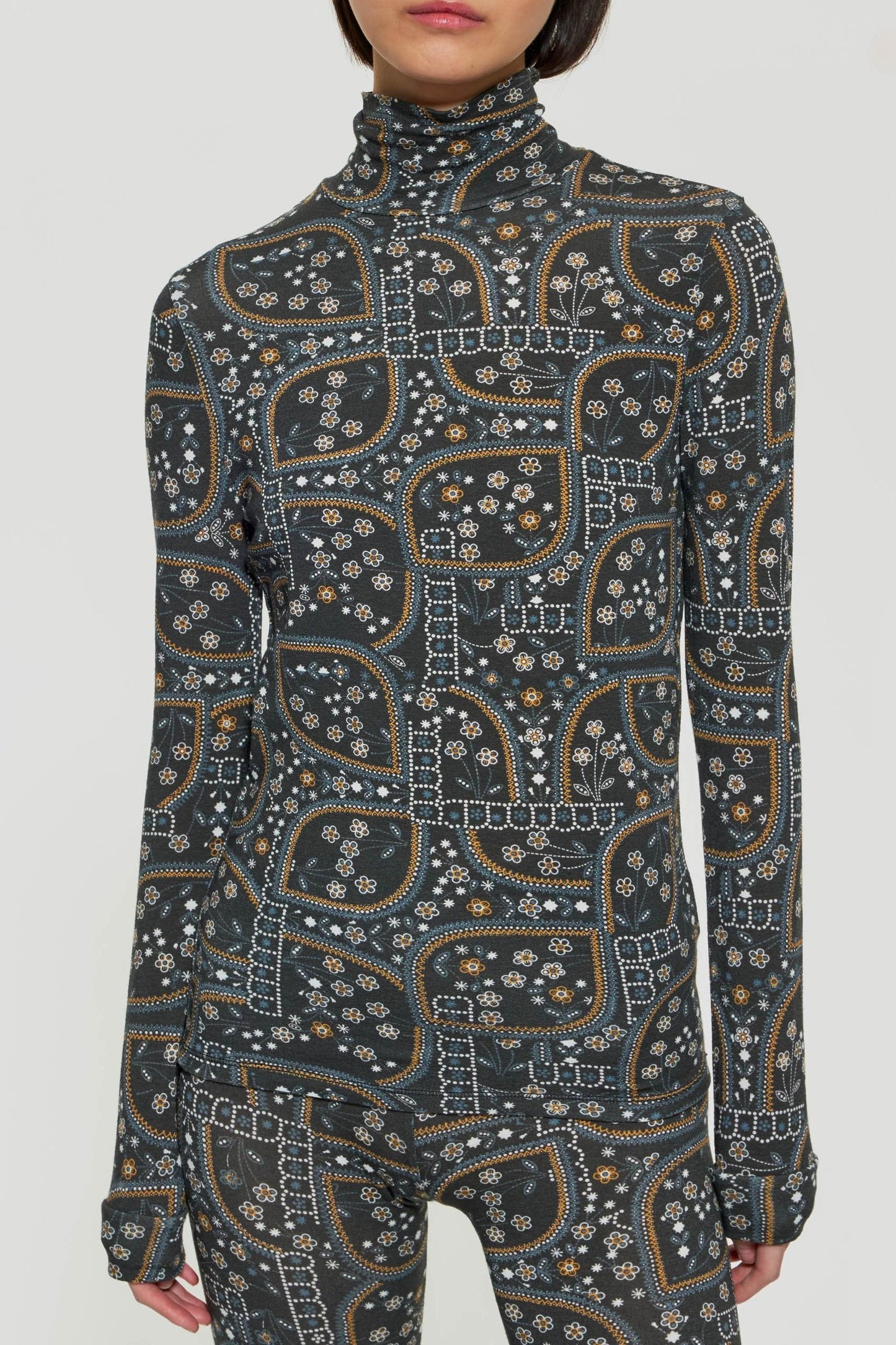 Ella print roll-neck