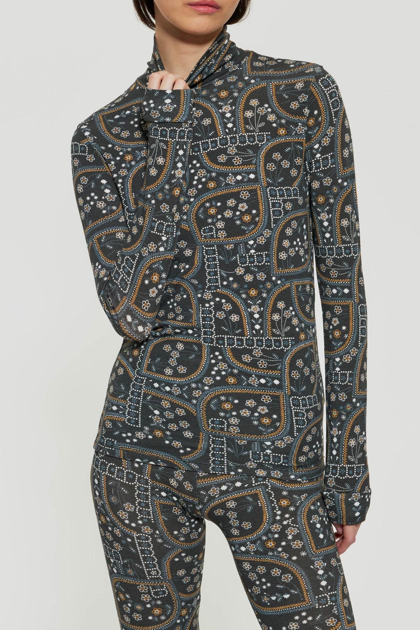 Ella print roll-neck