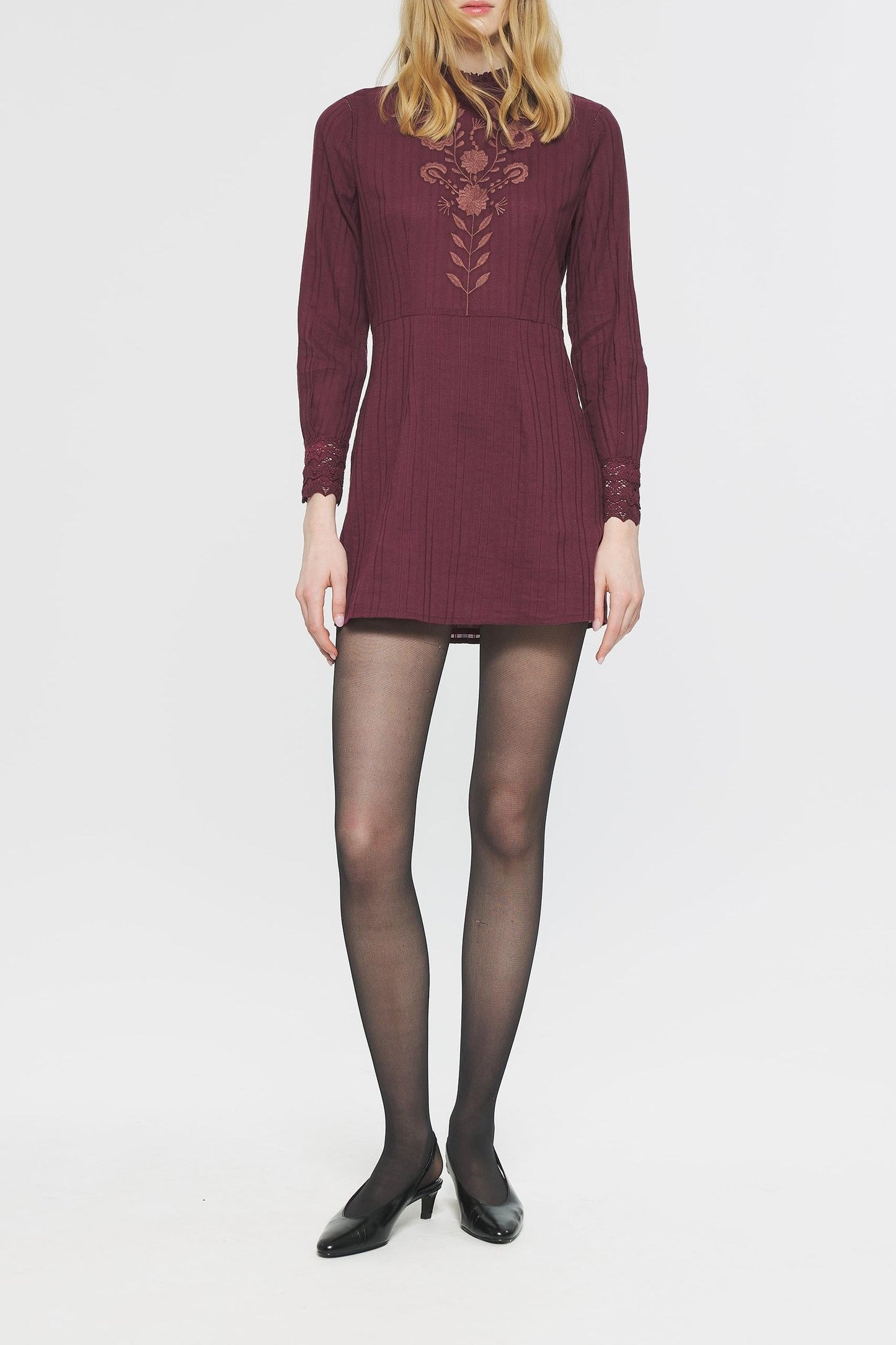 Kiss Embroidered mini dress