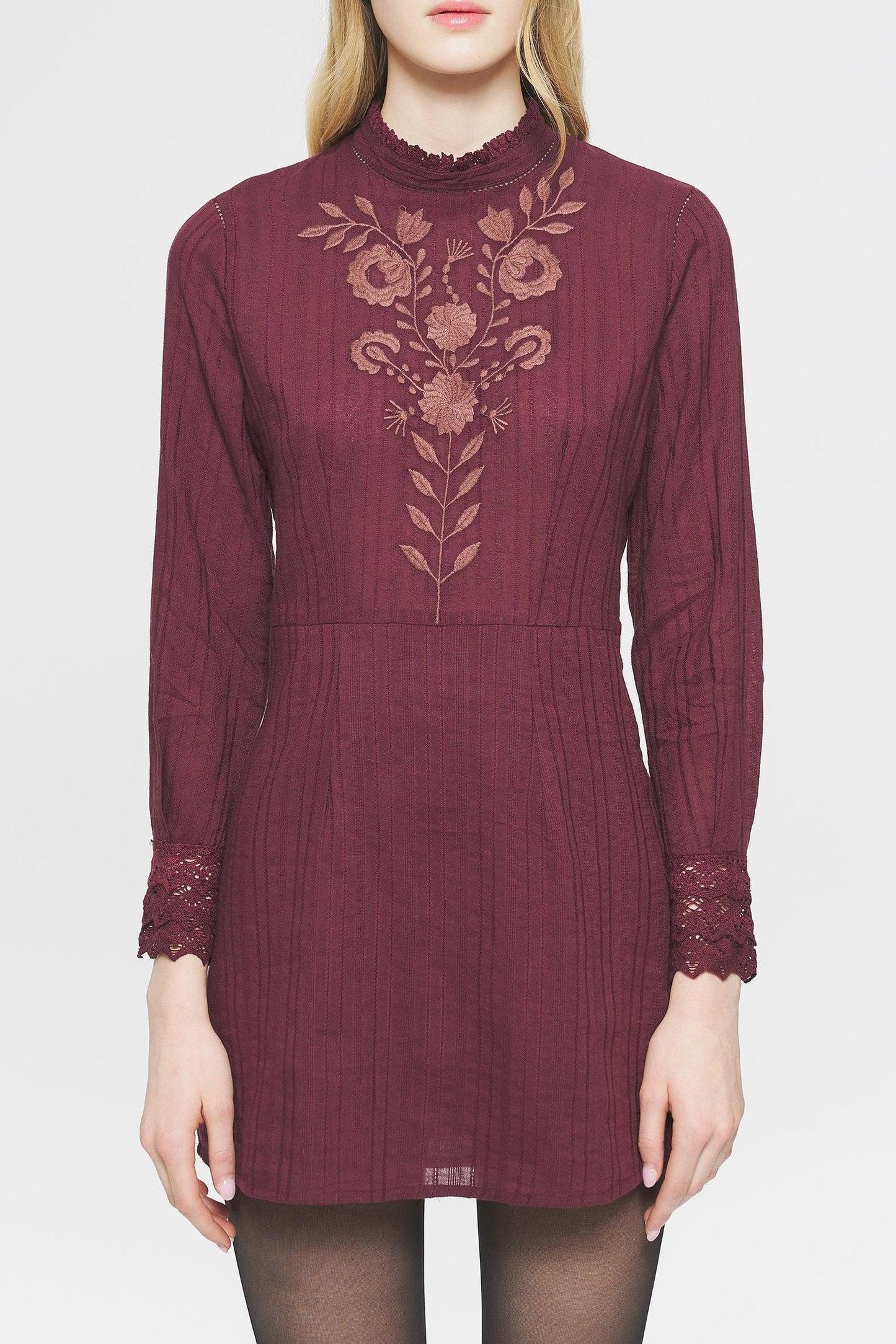 Kiss Embroidered mini dress