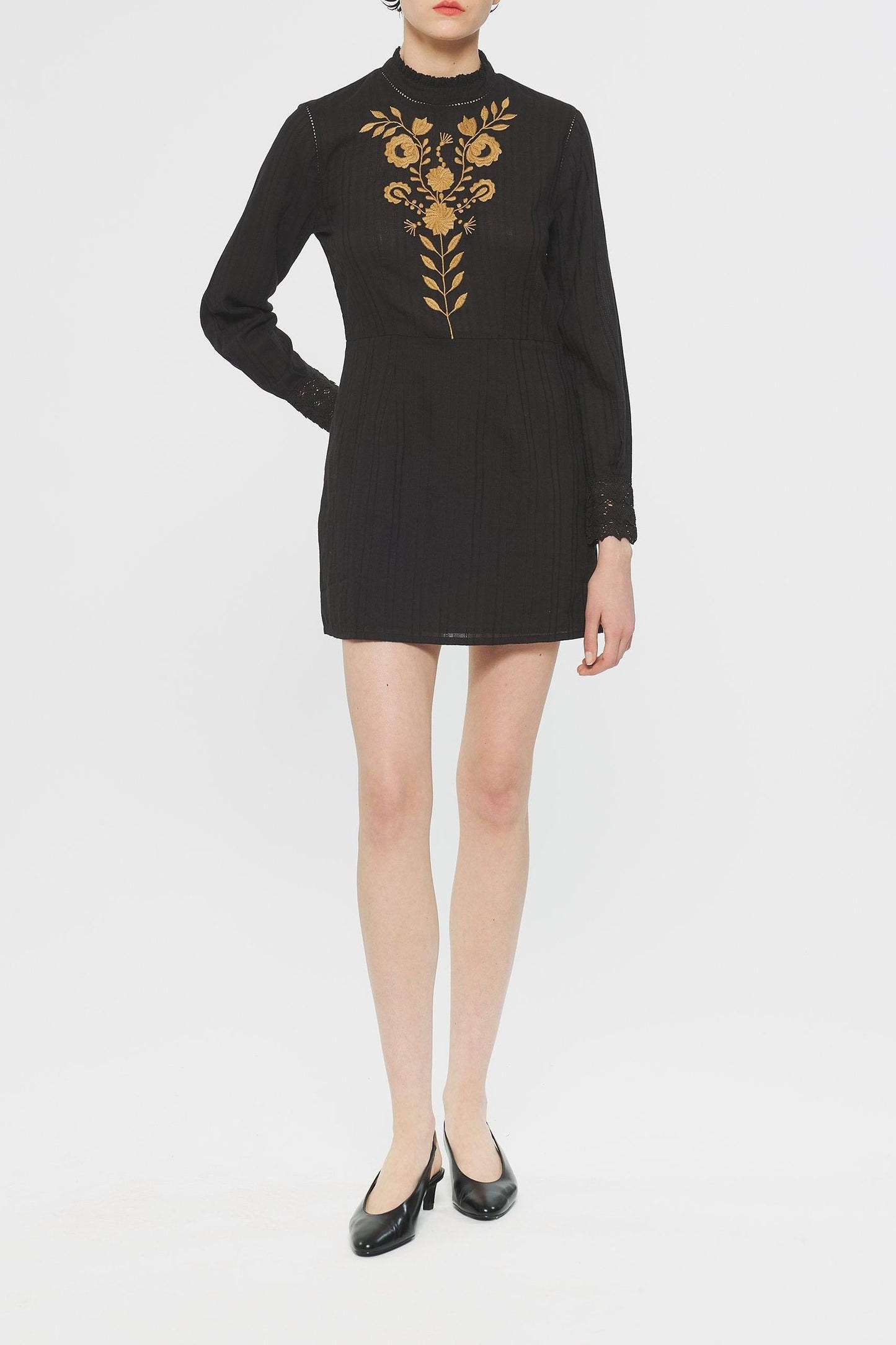 Kiss Embroidered mini dress