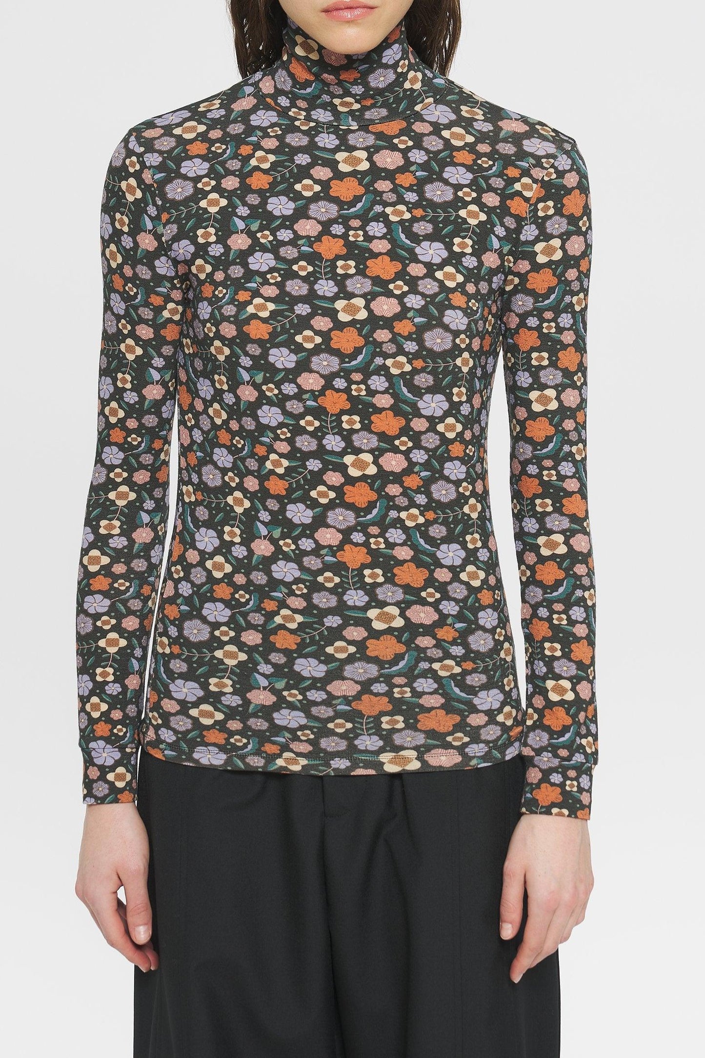 Aria printed turtleneck