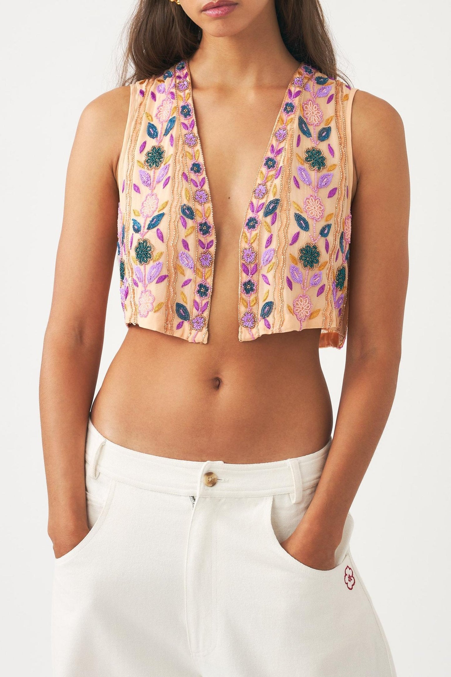 Hand-embroidered gilet Zeniba