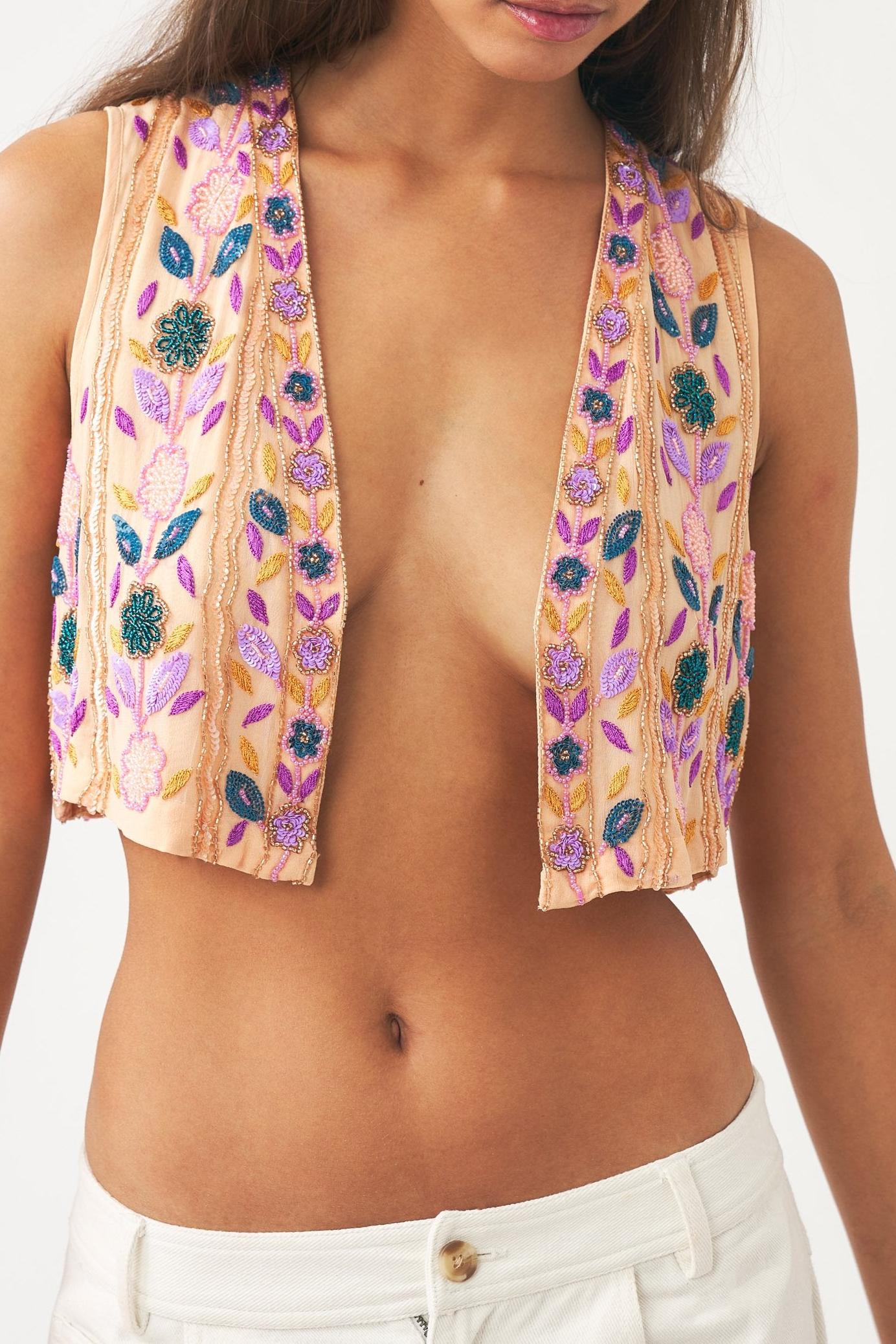 Hand-embroidered gilet Zeniba